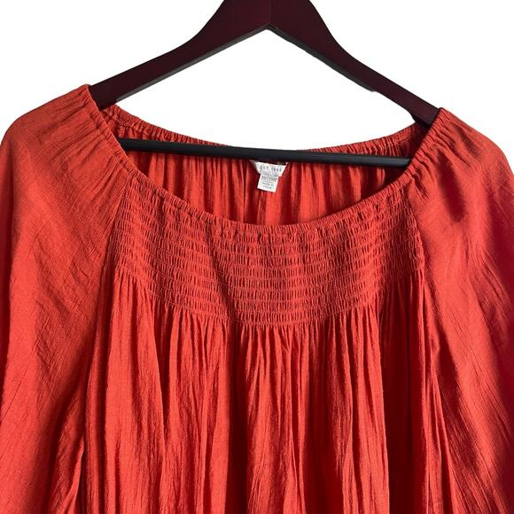 Cato Women Tunic‎ Top 18/20 Burnt Orange Lace Frayed Sleeve Gauzy Boho Workwear - Picture 9 of 9